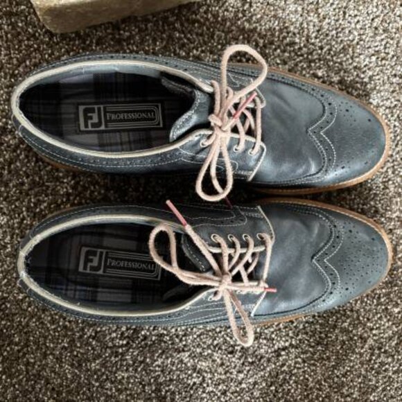 Men\'s Footjoy Size 11M Dark Gray Leather Spikeless Oxford Wingtip Golf Shoes main image 3